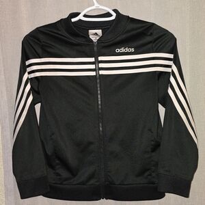 Adidas Black Jacket with White Triple Stripes